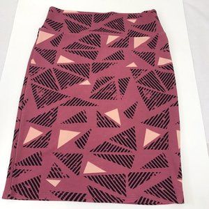 LULAROE Size S Cassie Skirt Pencil Straight Pink Triangle Pull on Stretch